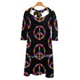 thumbnail image 4 of Pop Fleur Signe de Paix Robe à Encolure Carrée Mignonne Ample Imprimée Robes Élégantes de Plage Fête Signe de Paix Pop Art Fleurs Pop, 4 of 5
