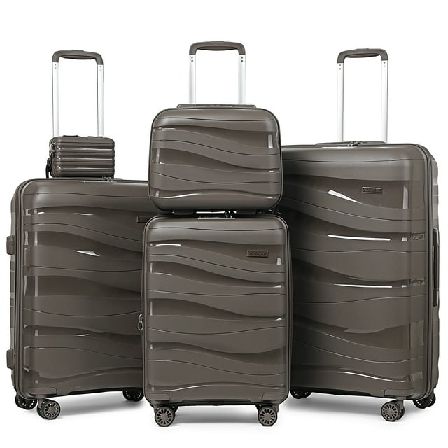 Joyway -5-Piece Luggage Set PP Hardshell Spinner Suitcase with TSA Lock - (Expandable Carry-On 20 Inch) (24 Inch 28 Inch) for School, Travel, Weekend