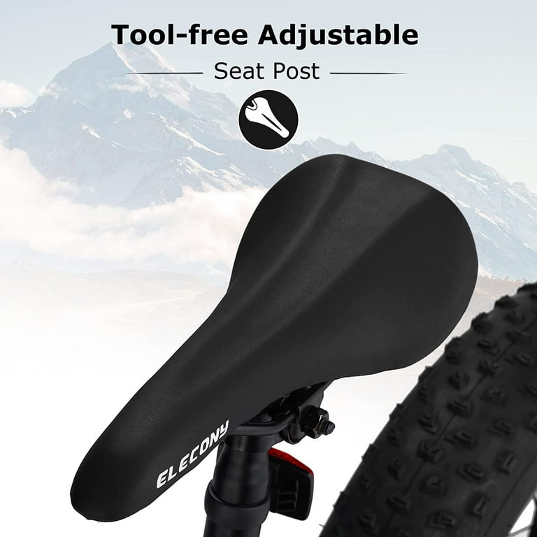 24 Inch Fat Tire Bicycle 7 Speed Mountain Bike Dual Disc Brake Front Suspension Mountain Trail Bike Adjustable Seat Blue