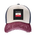 thumbnail image 2 of Polska Polish Flag Distressed Baseball Cap Dad Hats for Men Women Vintage Trucker Hat Low Profile Ball Caps, 2 of 7