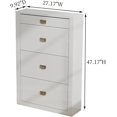 thumbnail image 2 of White High Gloss Shoe Cabinet with 3 Flip Drawers & Sliding Drawer, Metal Handle Shoe Rack Cabinet, Shoe Storage Cabinet for Entryway, Hallway, Living Room, High Gloss White, 2 of 7