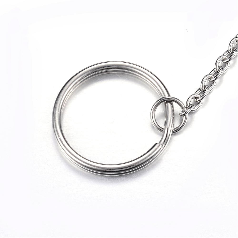 100pcs Tarnish Resistant 304 Stainless Steel Split Key Rings Keychain Clasp Findings Stainless Steel color 73mm