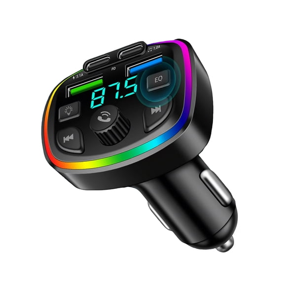 AKKHOO 4-Port Car Charger Adapter, Dual PD and USB-C Fast Charging with Voltage Display, for iPhone 17/15/14/13, Samsung and Android Devices