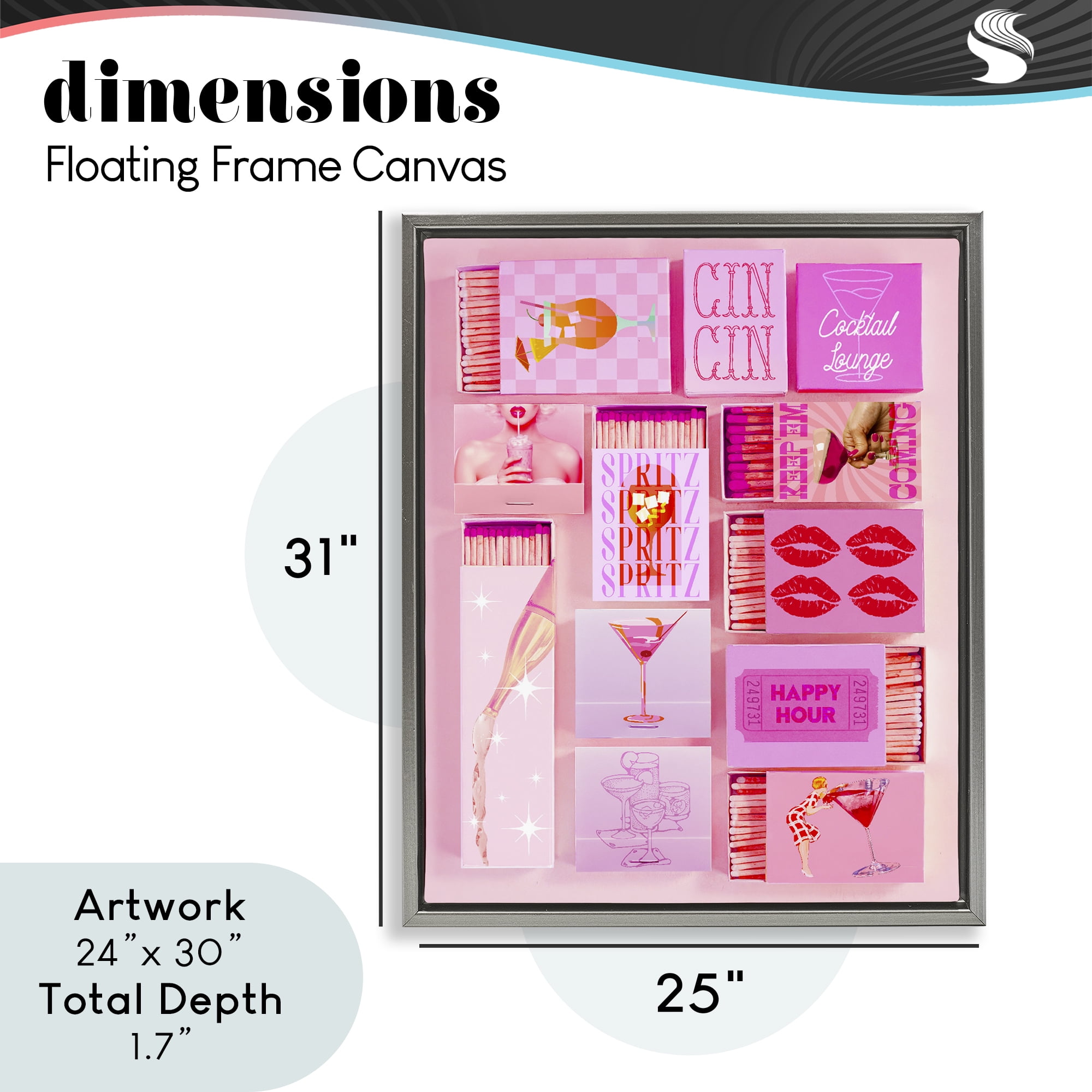 Feminine Glam Matches Gray Framed Floater Canvas Wall Art, design by Lil' Rue