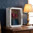 thumbnail image 4 of Shadow Box 11x13 Display Case, 5 Inch Extra Deep Shadow Box Frame , Acrylic Door, White Solid Wood Shadow Box with Linen Back & Pins, Rustic Metal Corners, Wall Mounted Keepsake Display Cabinet, 4 of 13
