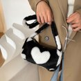 thumbnail image 4 of Bolsa Bolsos de mano de corazón de felpa suave y cálido para mujer, minibolso para axila de una sola correa (negro) JShteea Para Estrenar, 4 of 8