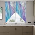 thumbnail image 4 of Blue Purple Gradient Swag Valances for Windows 2 Pack Abstract Glass Geometric Marble Modern Swag Kitchen Curtains 36 Inches Long Rod Pocket Short Window Treatment for Kitchen Bathroom 36"x36", 4 of 9
