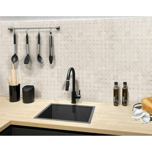 Apollo Tile   5 Pack White 11.8-in. x 11.8-in. Basketweave Polished Marble Mosaic Tile (4.83 Sq ft/case)