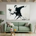 thumbnail image 6 of Banksy Canvas Art Print Black Art Wall Decor Flower Thrower Banksy Street Art Banksy Abstract Gallery Exhibition Canvas Living Room Decor(18" W x 12" H，Framed), 6 of 10