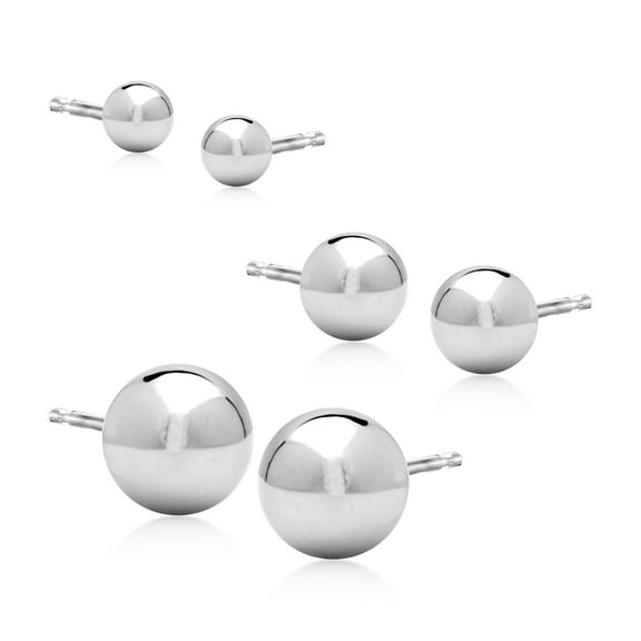 Ross-Simons Italian Sterling Silver Jewelry Set: 3 Pairs Of 4-8mm Ball Stud Earrings, Women's, Adult