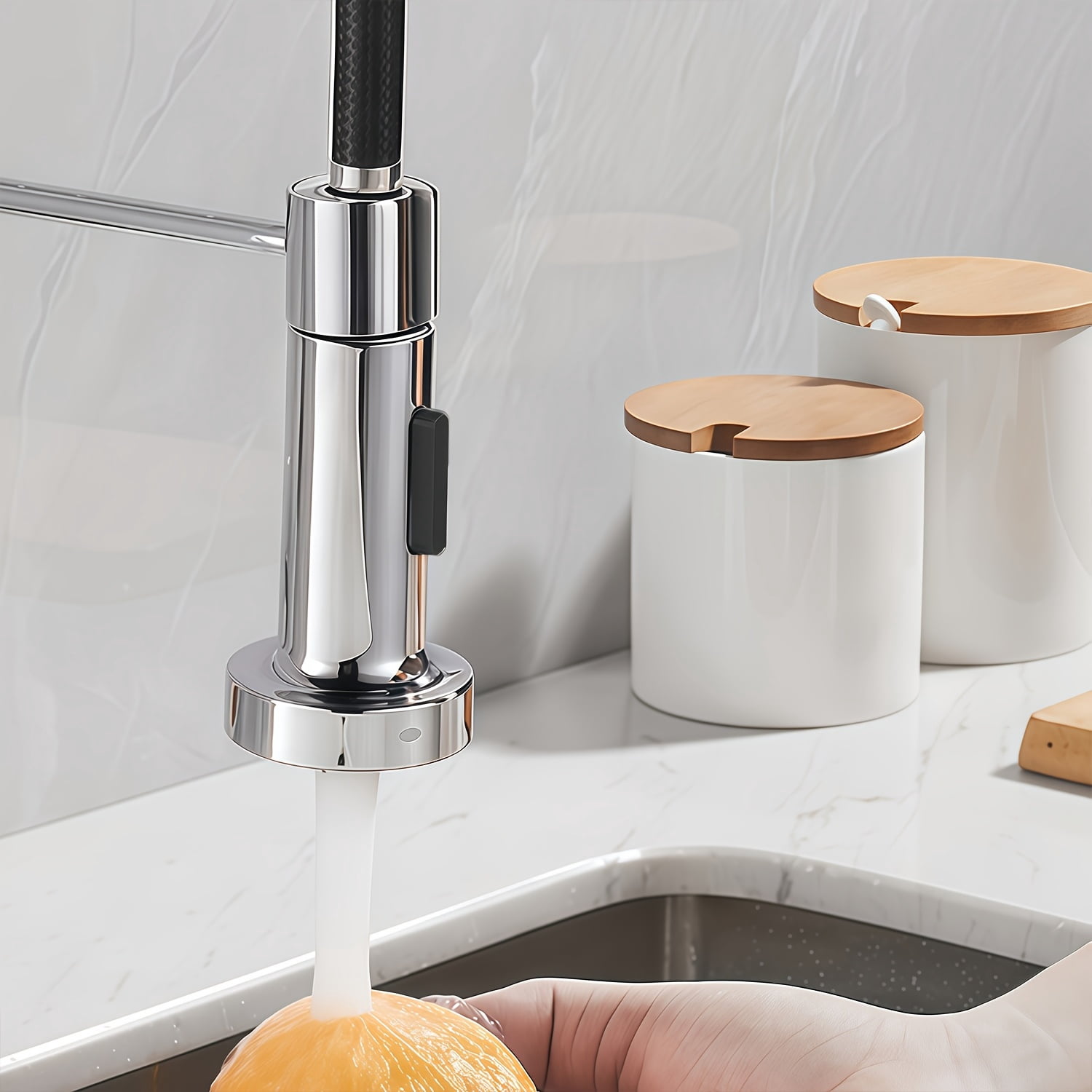 Kitchen Faucet Water-Saving Shower Head Accessory Trumpet-Shaped Button-Type Switching Anti-Splash Aerator Universal G1/2 Interface 2 Kinds of Water Flow Modes Free Switching