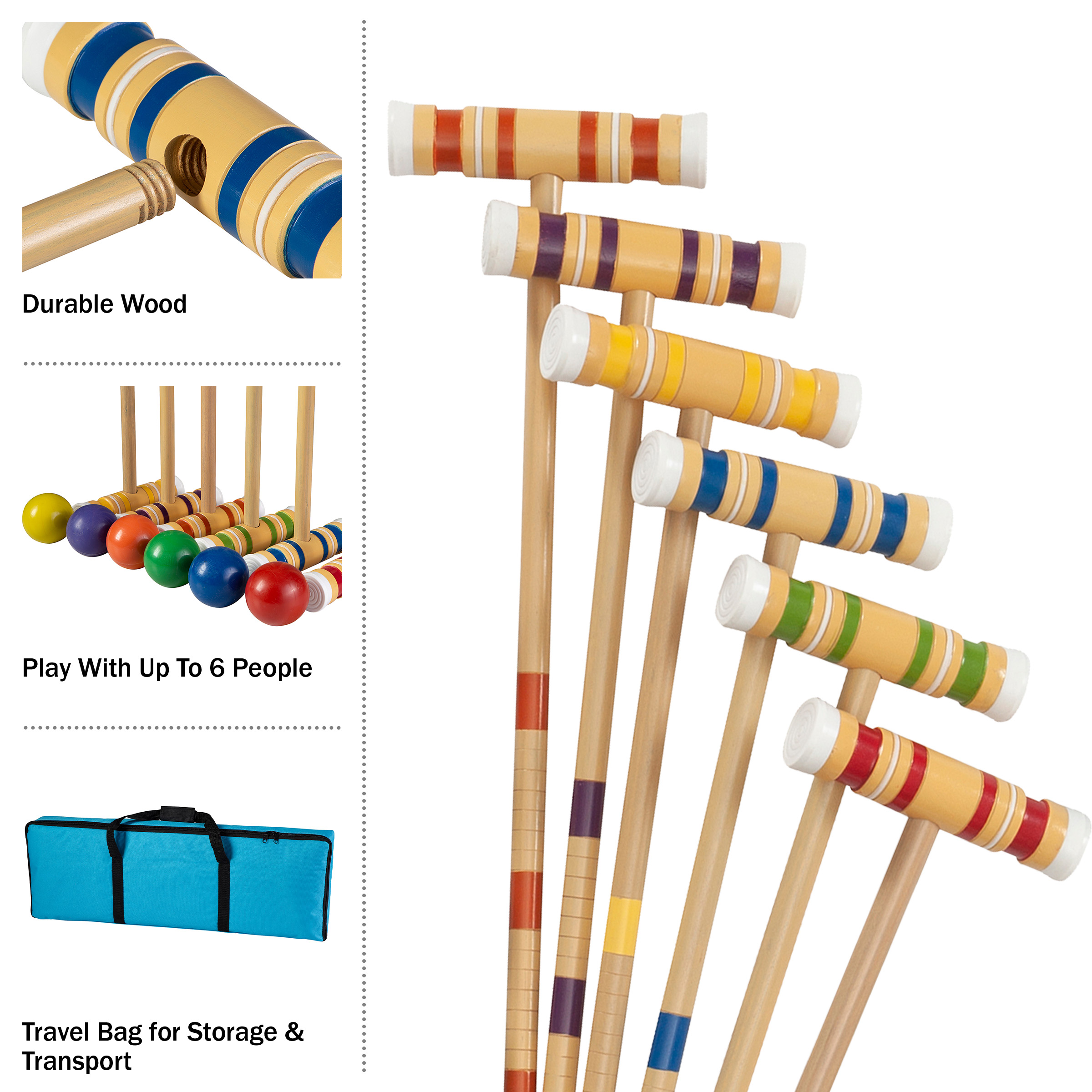 Hey Play Croquet Set for Kids and Adults – Play up to 6 Players - image 3 of 13