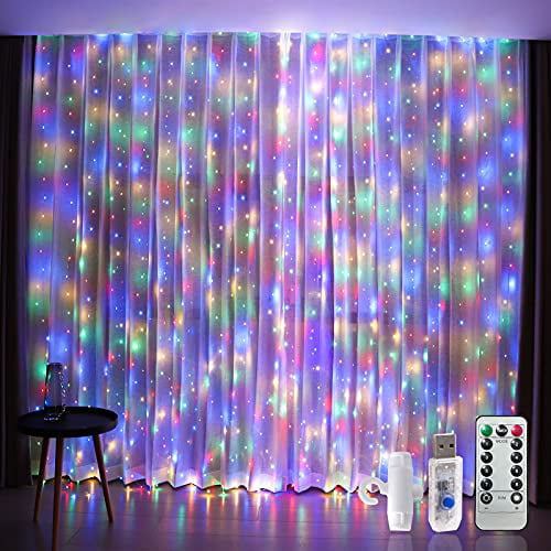 Liumue Window Curtain String Light 300, How To Install Curtain String Lights