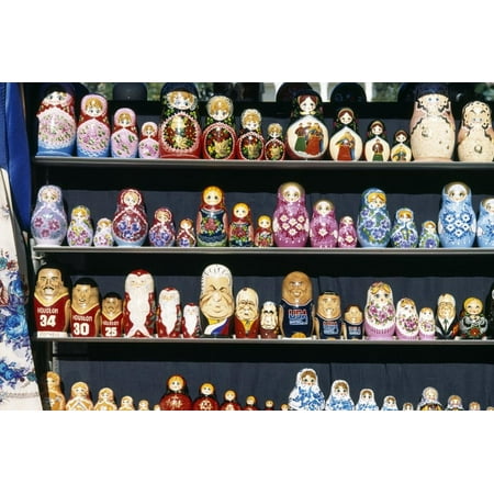 Display of Handcrafted Russian Dolls, St. Petersburg, Russia Print Wall