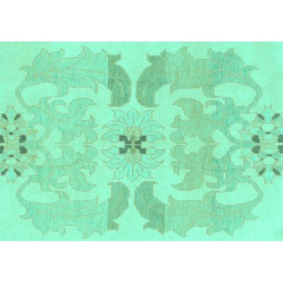 Ahgly Company Machine Washable Indoor Rectangle Abstract Turquoise Blue Modern Area Rugs, 6' x 9'