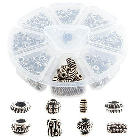 - Over 650 PCs Tibetan and Bali Silver Finish Metal Spacer Beads for Jewelry Making Findings - 8 Style Unique Antique Look Bulk Bead Assortment | 2-3.9 mm Holes - Great for DIY, Bracelets, Necklaces