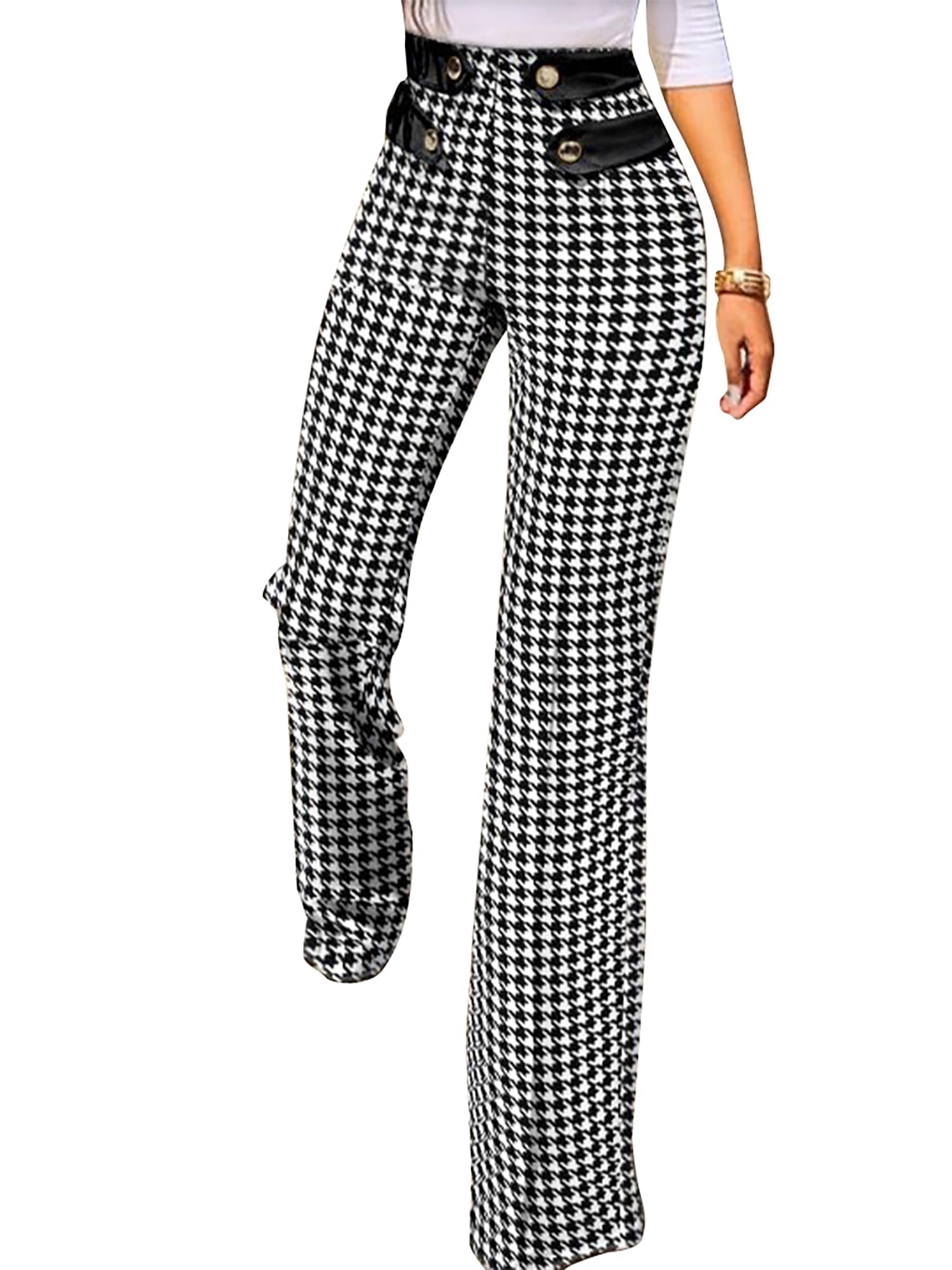 Gvmfive Women High Waist Buttons Zipper 