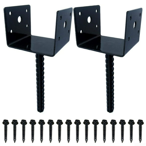 2pcs U Shape Fence Deck Post Holder Base 4x4 Inches Concrete Anchor with Screws
