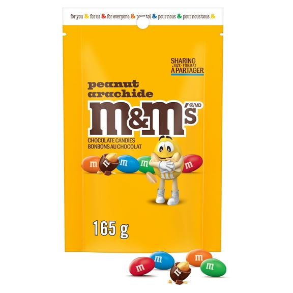 M&M's Peanut Chocolate Candies, Sharing Size Pouch, 165g/5.8 oz