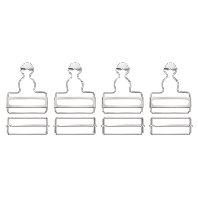 Unique Bargains Overall Buckles 4 Sets Retro Suspender Replacement Buckles 38mm, Silver Tone