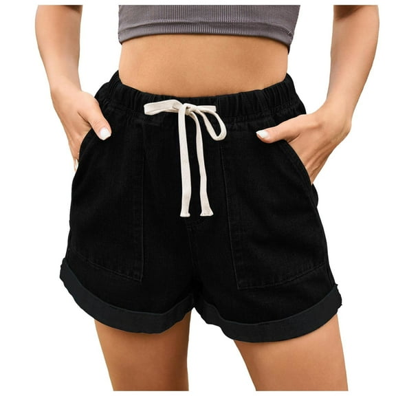 Youmylove Casual Shorts for Women Summer Shorts Fashionable Comfortable Denim Denim Elastic Waist Shorts Dressy Casual Comfy Short