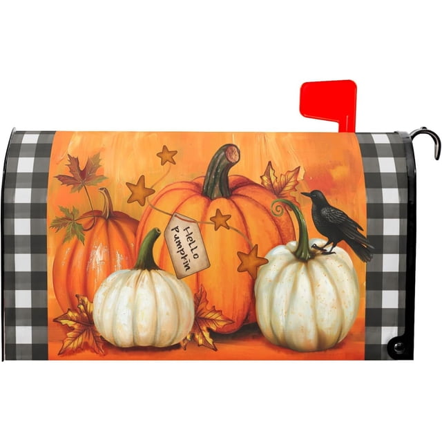 Fall Mailbox Covers Magnetic Standard Size 18 X 21 Inch Retro Sunflower Pumpkin Maple Leaf Mailbox Cover Autumn Thanksgiving Mailbox Wraps Post Box Cover Decoration Outdoor Garden Home