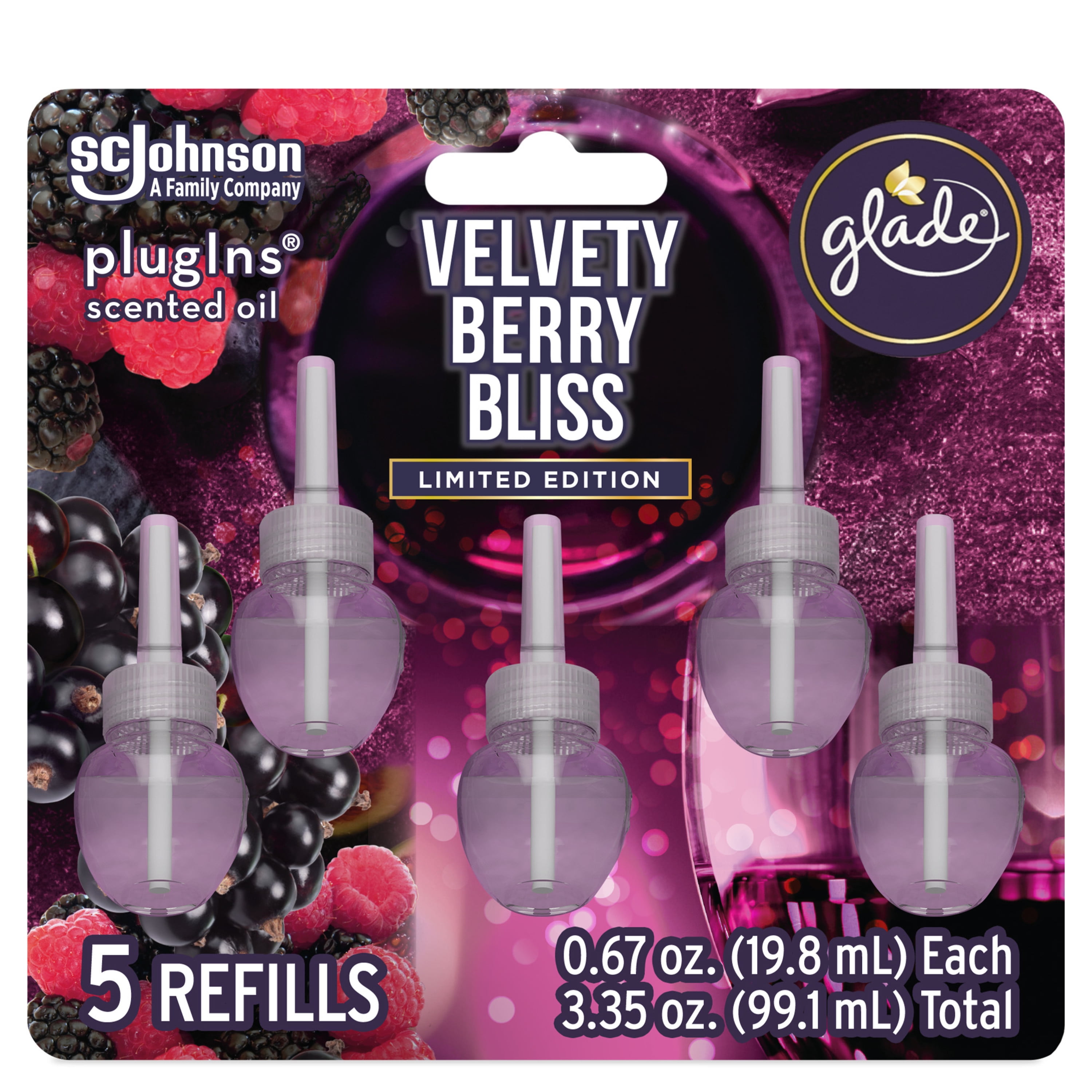 Glade Plug In Refills, 5 Refills, Electric Scented Oil, Velvety Berry Bliss