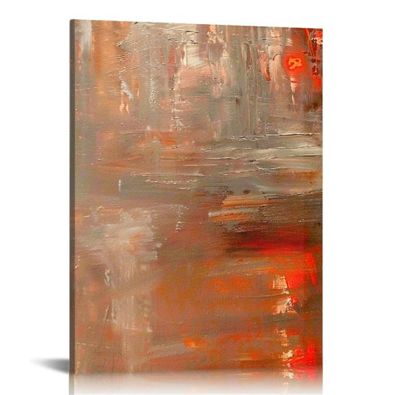 ARISTURING Canvas Print Wall Art Set Gray & Orange Paint Smudge Strokes Abstract Shapes Illustrations Modern Art Bohemian Colorful Multicolor Ultra for Living Room, Bedroom, Office
