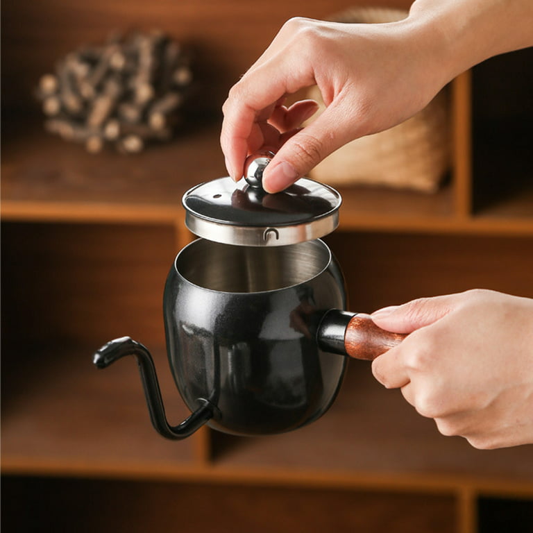 500ml Stainless Handle Drip Coffee Maker Long Gooseneck Kettle Snapper and Narrow Spout Kettle - Black, Size: 19.5x10cm