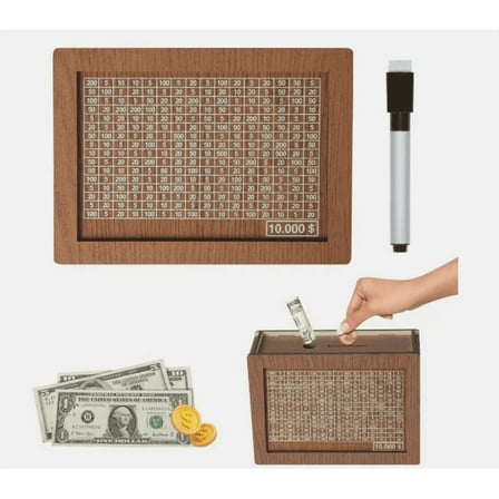 Fairrers Wooden Cash Savings Box, 7.8 in x 5.7 in