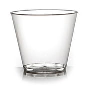 Fineline Settings 409-CL, 9 Oz. Renaissance Serve Clear Plastic Tumblers, Disposable Heavy Base Brandy Whiskey Tumblers,...