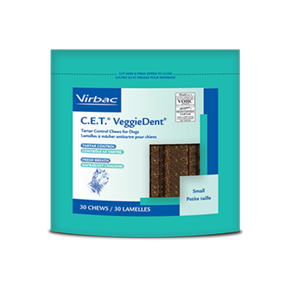 Virbac C.E.T. VeggieDent Dental Chews for Small Dogs, 30 Chews