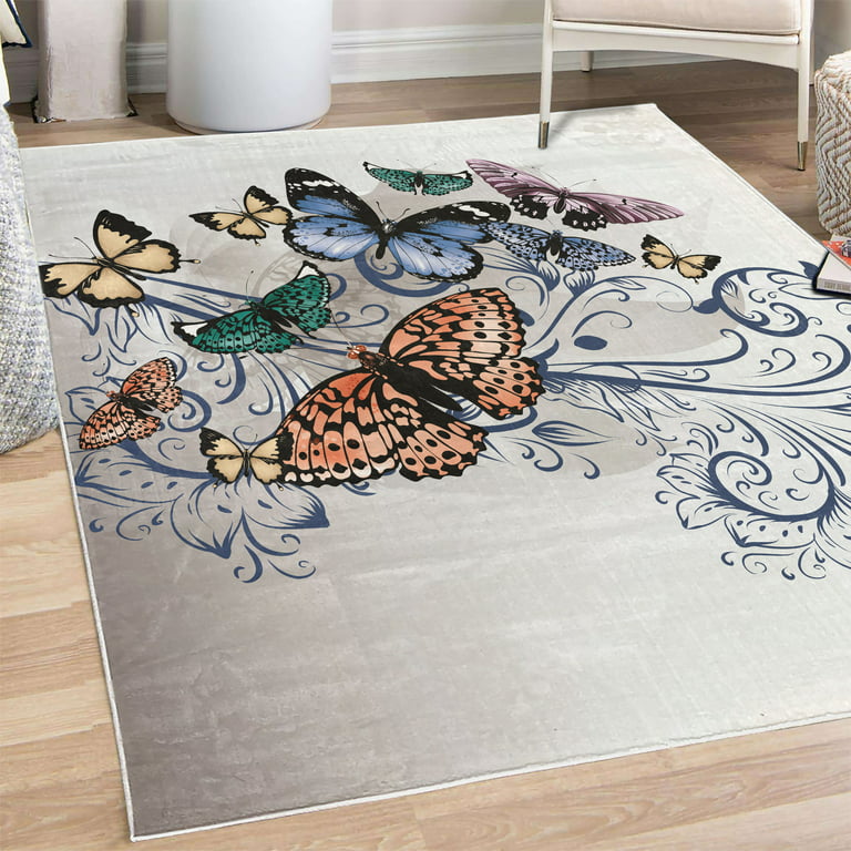 Butterfly Decorative Rug, Monarch Butterflies Vintage Damask Inspired  Design, Quality Carpet for Bedroom Dorm and Living Room, 6 Sizes, Burnt  Sienna, by Ambesonne 