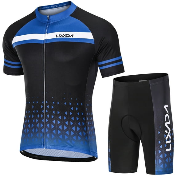 Men Cycling Jersey Set Breathable Quick- Short Sleeve and Padded Shorts MTB Cycling Outfit Set