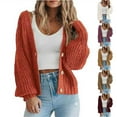 thumbnail image 5 of qucoqpe Chunky Knit Cardigan Sweaters for Women Long Sleeve Open Front Button Down Oversized Sweater Jacket Tops, 5 of 5