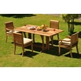 thumbnail image 5 of Teak Dining Set: 4 Seater 5 Pc: 69" Warwick Dining Rectangle Table, 2 Giva Arm & 2 Armless Chairs Outdoor Patio Grade-A Teak Wood WholesaleTeak #WMDSGV38, 5 of 7