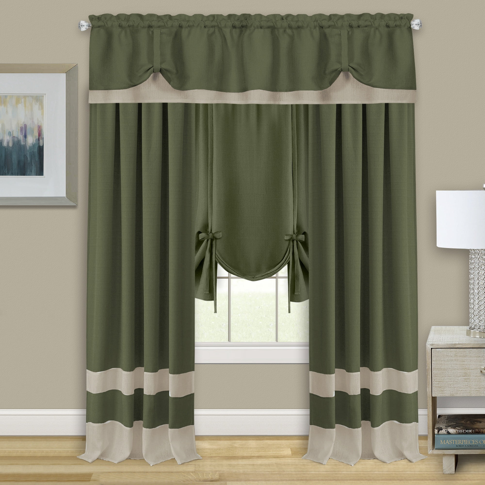 Achim Darcy Window Curtain Tie Up Shade - 58x63 - Green