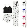 thumbnail image 3 of Sexy Camisole Shorts Pajamas Set for Women Cami Crop Top Matching Long Pants Sleepwear Heart Printed 3 Piece Pjs Lounge Sets, 3 of 3