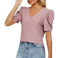 thumbnail image 1 of Gibobby Camisas mexicanas con cuello en V para mujer Camiseta suelta informal con cuello en V para mujer, blusa manga corta con estampado(Rojo de la sandía,CH), 1 of 5