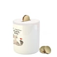 thumbnail image 3 of Valentines Day Piggy Bank, Love Cartoon Happy Cat with Hand Written Kiss Me Words, Ceramic Coin Bank Money Box for Cash Saving, 3.6" X 3.2", Warm Taupe Vermilion, by Ambesonne, 3 of 4