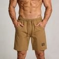 thumbnail image 2 of Afuyipoi ​Men's 5-inch Inseam Wide-Leg Shorts Lightweight Breathable Training Shorts, Trendy Letter Print Athletic Shorts with Drawstring Waist Brown Size 4XL, 2 of 6