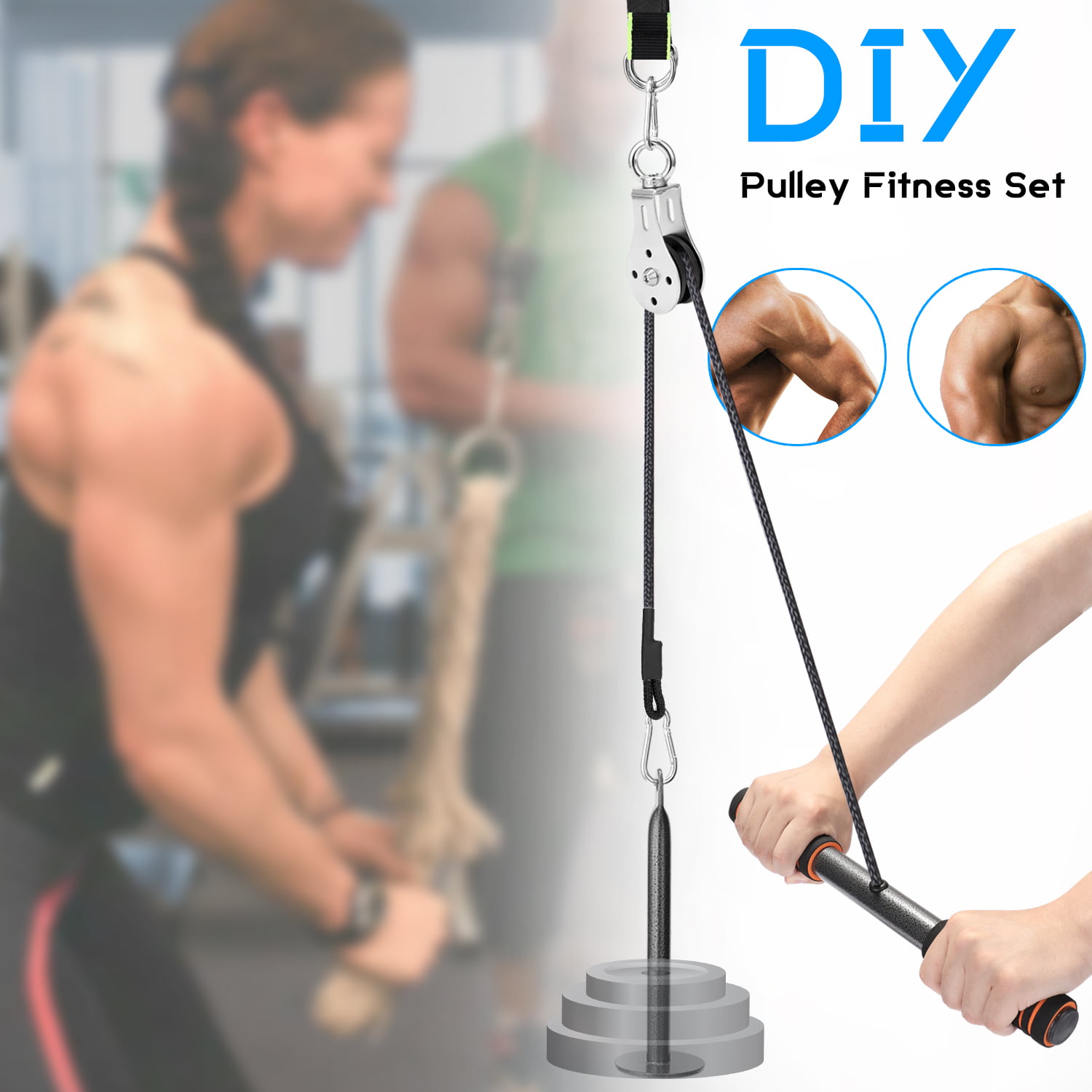Details about   DIY Fitness Pulley Cable Gym Workout Equipment Machine Attachment System Home 