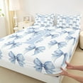 thumbnail image 3 of Feelyou Blue Princess Bowknot Full Size Sheets for Kids, Initial T Letter Bed Sheets, Watercolor Ribbon Sheet Sets, Luxury Bedroom Decor, 4-Piece, 3 of 7