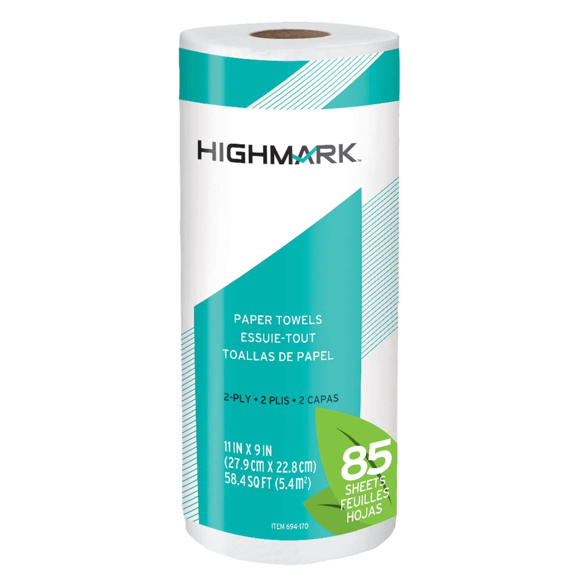 Highmark® Brand 100% Recycled 2-Ply Paper Towels, 11" x 9", 85 Sheets Per Roll, Case Of 15 Rolls