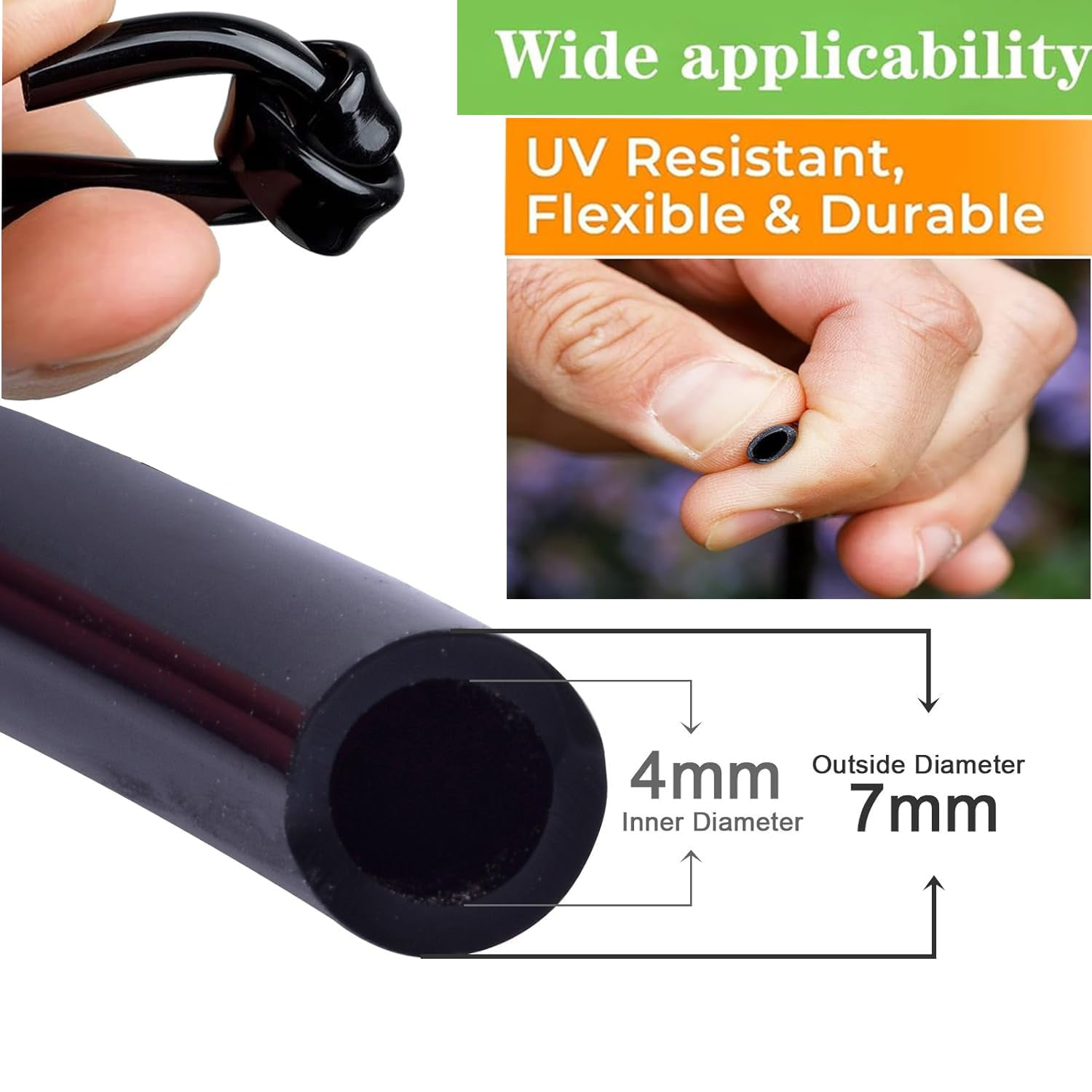 FRKSMD-65 Foot (20 m) Drip Hose, 1/4 Inch Blank Distribution Hose Drip Hose with 8 Packs of 1/4 "Drip Tee Connectors,Suitable for Quick Connector Irrigation Systems,Small Garden Irrigation Systems