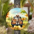 thumbnail image 4 of Hello Fall Autumn Akita Pumpkins Pickup Truck Round Wood Sign Inu Dog Lover Hanging Wall Home Decor - 13011, 4 of 5