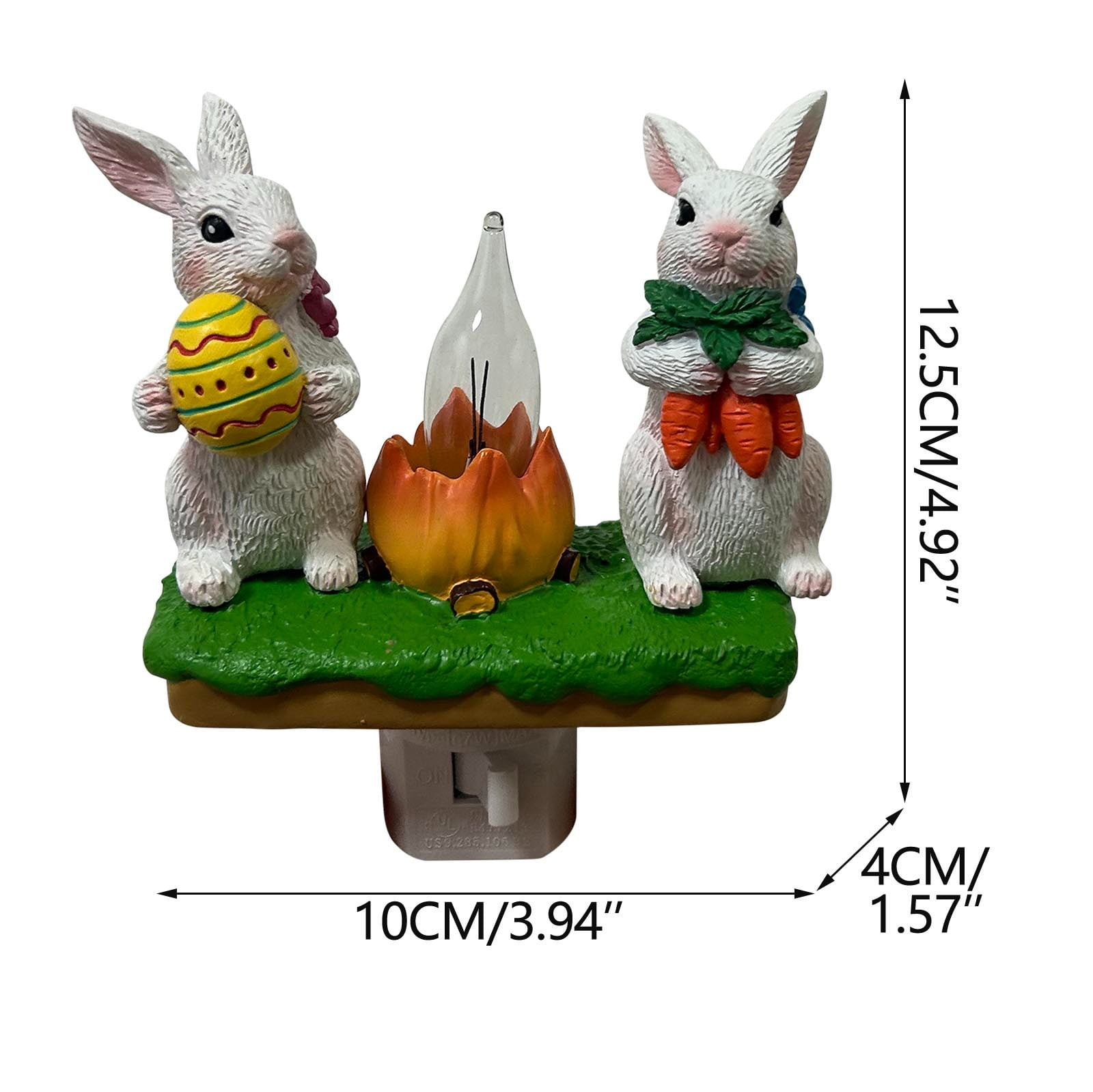Bunny Campfire Flickering Nightlight, Rabbit Night Light Plug into Wall Easter Night Light with Switch Bunny Decor Easter Home Decorations(Gnome)