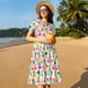 thumbnail image 4 of Easygdp Tulips Flowers para Vestido Transpirable de Mujer, Vestido Suelto de Manga Corta con Pliegues y Bolsillos para el Verano, 4 of 6