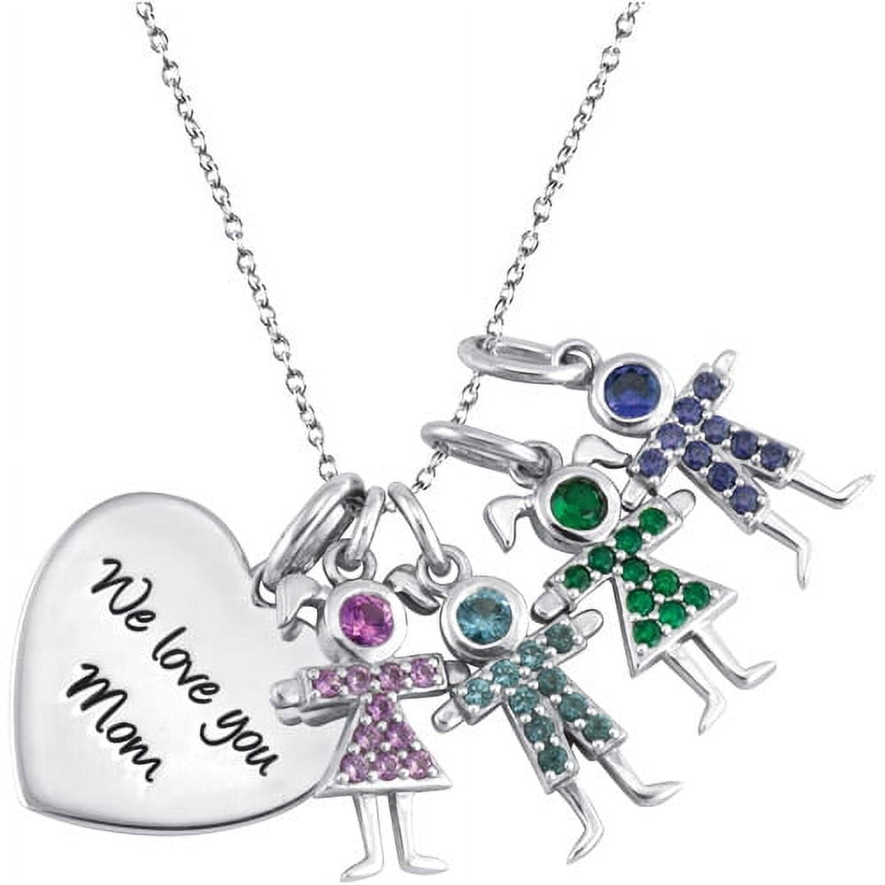 Personalized Family Jewelry Birthstone Kid's Pendant available in Sterling Silver