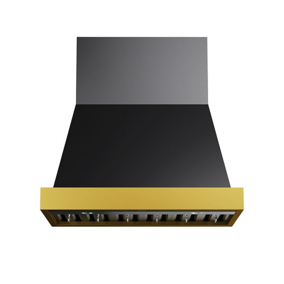 36 in. 600 CFM Wall Mounted Range Hood in Titanium Stainless Steel with Gold